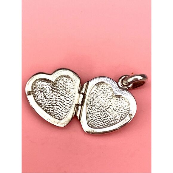 .925 Ornate Heart Locket Sterling Silver Jewelry Charm #valentine #vintage - Picture 2 of 5